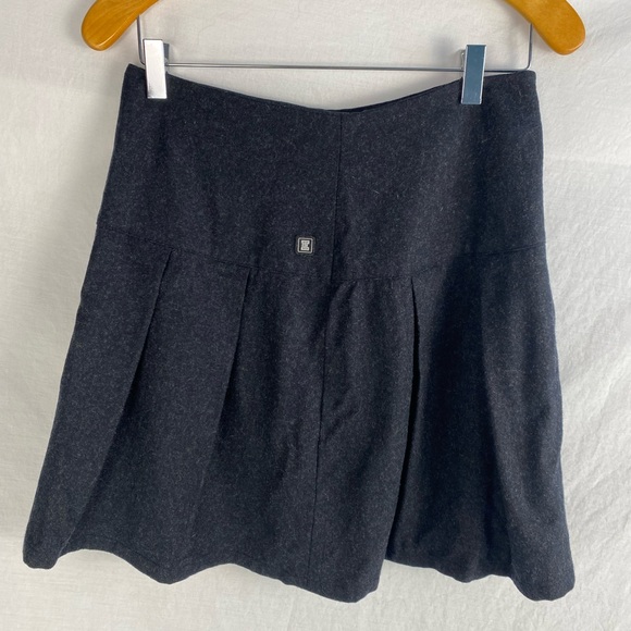 ESPRIT Pleated Wool Knit Vintage y2k fully lined Skirt Women's Dark Grey 9/10 M - Picture 2 of 10